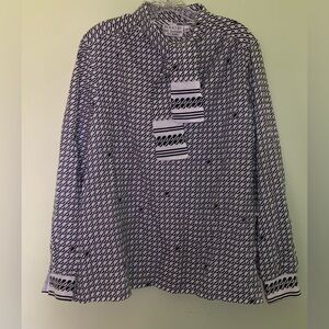 Elegant Black and White Geometric Blouse